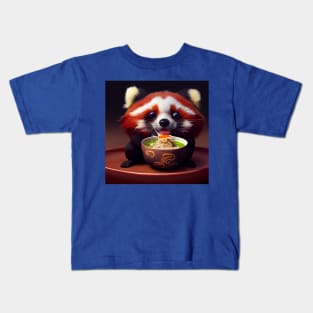 Kawaii Red Panda Eating Ramen Kids T-Shirt